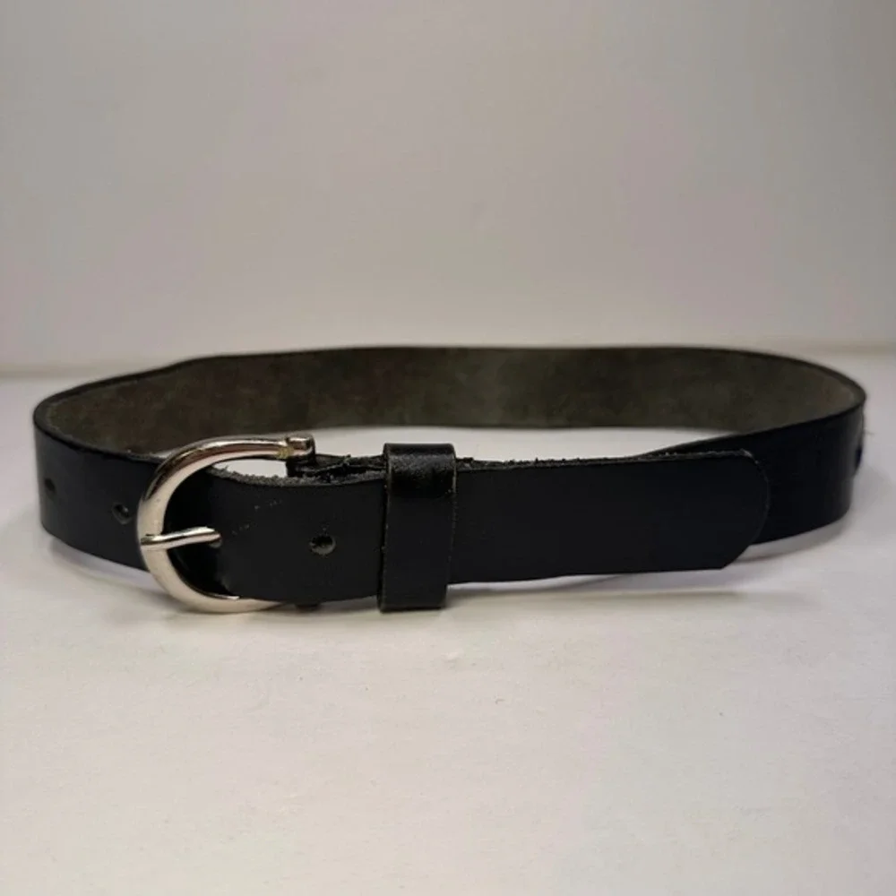 Kids Black Leather Belt Blue Floral Embroidery Buckle Genuine Leather youth S‎